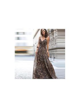 Hot sale leopard print V-neck camisole dress 豹纹V领吊带女裙