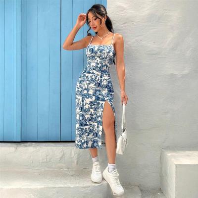 Hot selling slim long camisole dress  热卖修身长款吊带连衣裙