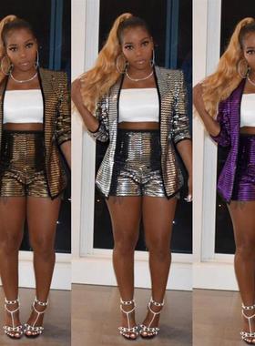 Hot selling sexy fashion sequin women's suit性感时尚亮片套装