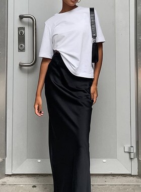 Hot selling temperament satin ice silk skirt  缎面冰丝半身裙