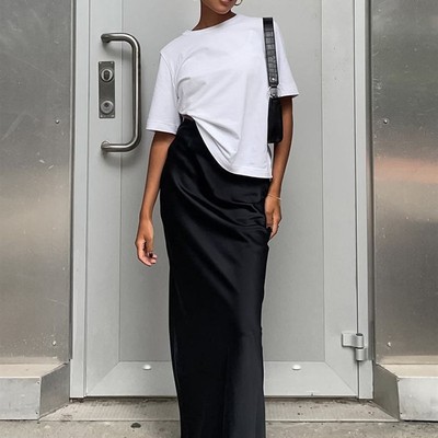 Hot selling temperament satin ice silk skirt  缎面冰丝半身裙