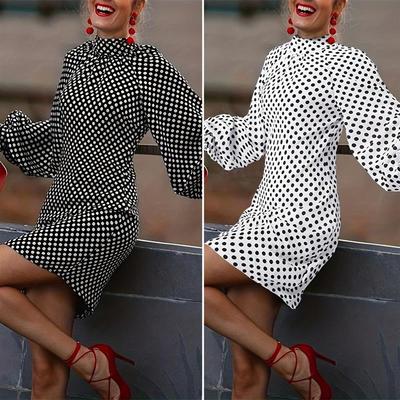 Hot selling fashion polka dot print dress 时尚波点印花连衣裙