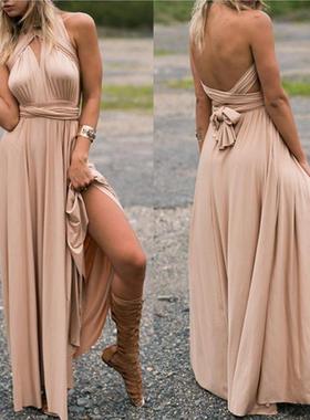 Multi-rope crossover backless bandage dress 交叉露背绷带长裙