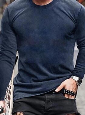 Casual men's round neck long sleeve T-shirt  休闲圆领长袖T恤