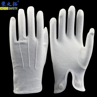 荣之拓纯棉三筋加扣手套白手套阅兵执勤演出保安文玩礼仪珠宝手套