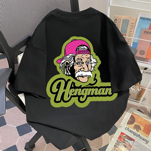 潮牌潮流T恤男港风重磅纯棉短袖美式ins潮男痞帅印花宽松百搭半袖