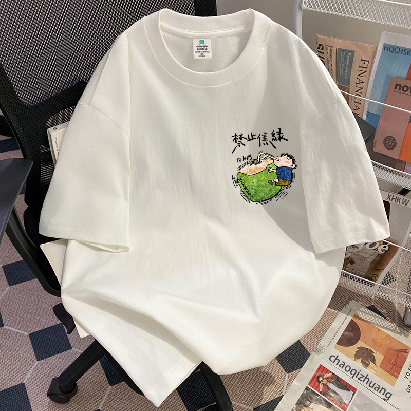 夏季新款透气宽松设计感圆领半袖t恤男女款欧美复古百搭纯棉短袖