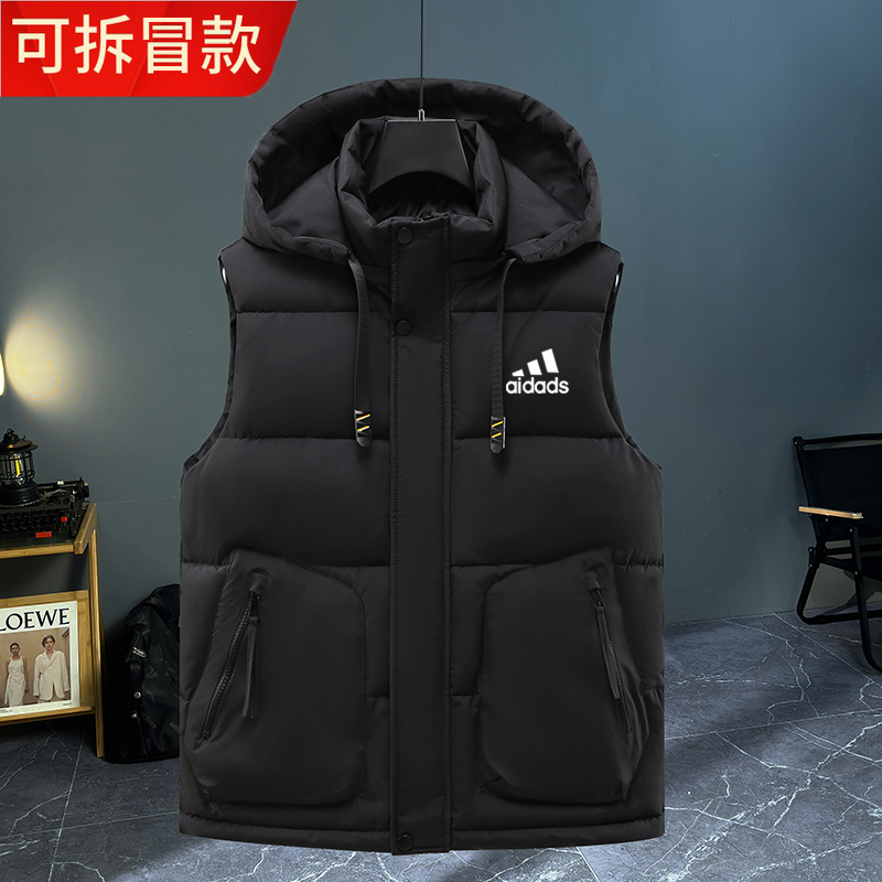 羽绒棉马甲秋冬季男女连帽保暖背心无袖坎肩棉服马夹情侣高档外套