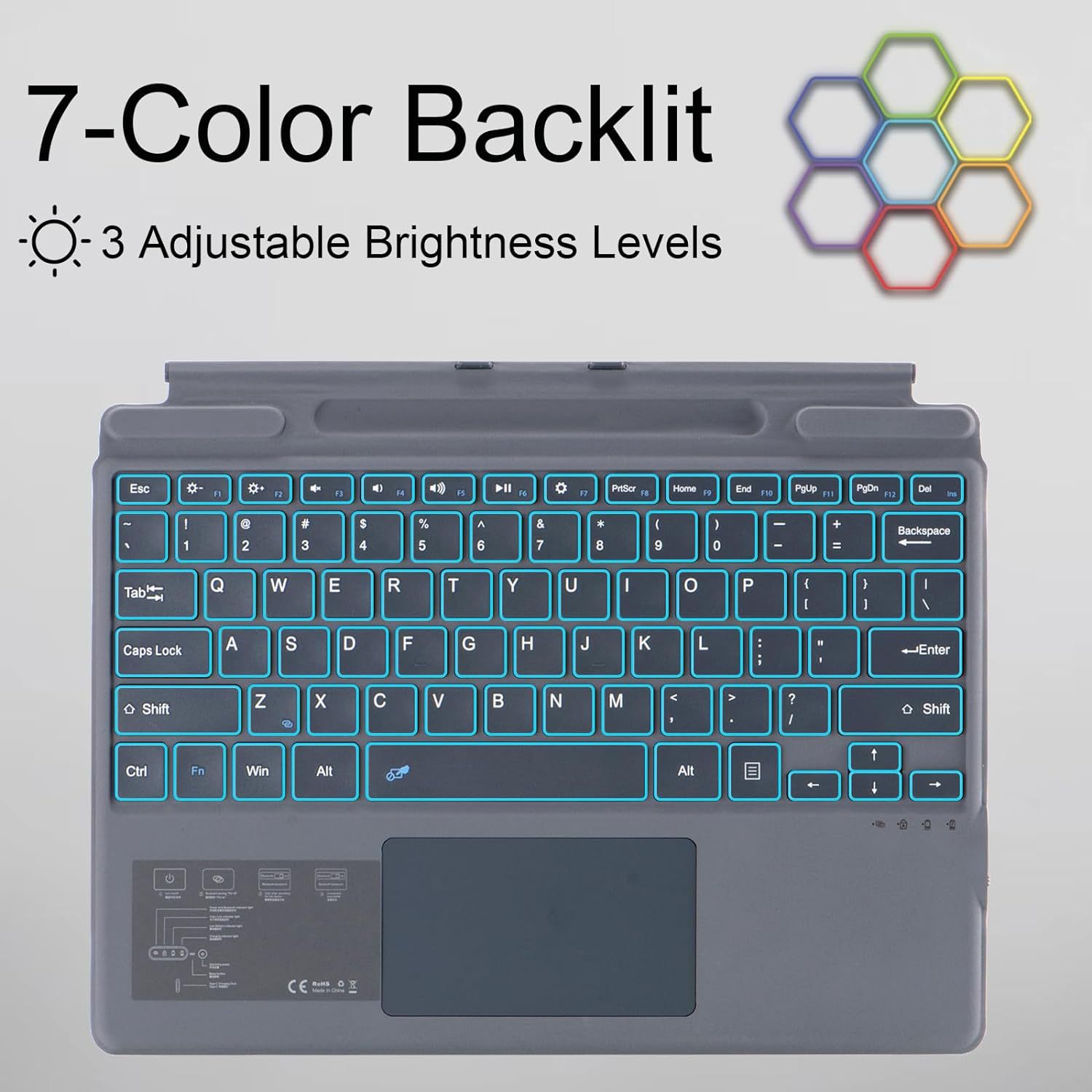 适用微软Surface Pro 11/10/8/9 Bluetooth Keyboard蓝牙键盘磁吸
