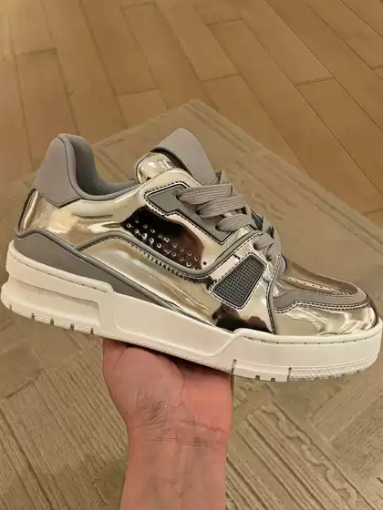 Vidona Silver Platform Sneakers for Women 2026 New Genuine Leather Casual Shoes Height-Increasing Versatile Niche Sports Shoes