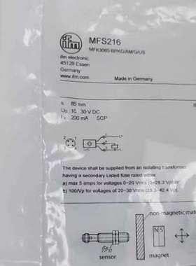 IFM易福门MFS216 MFK3085-BPKG/AM/G/U金属磁感应传感器