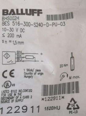 原装BALLUF BHS002H BES 516-300-S240-D-PU-03巴鲁夫