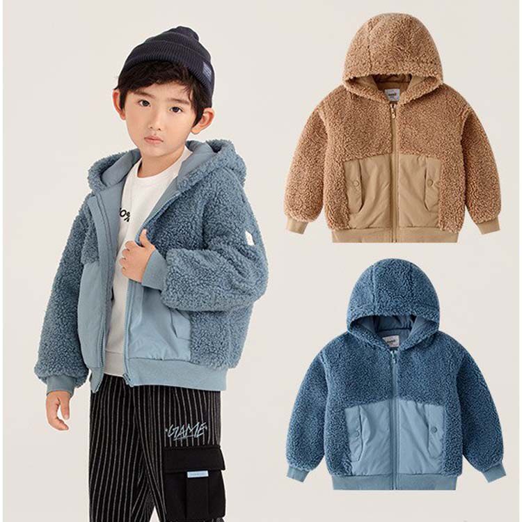 安奈儿童装男童秋冬装加厚带帽短款棉衣棉袄棉服外套夹克AB145621
