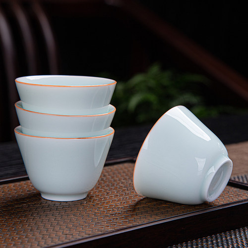 影青瓷茶杯陶瓷品茗杯主人杯功夫茶具单杯简约家用茶碗茶盏泡茶杯 - 封面