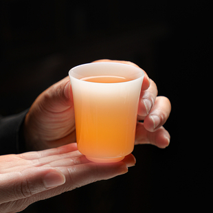 高档正品璞玉茶杯冰种陶瓷品茗杯薄胎主人杯手工功夫茶具大号单杯