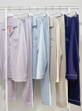 都市丽人睡衣男新款无尘棉纯棉长袖长裤简约开衫纯色家居服FHH9A1