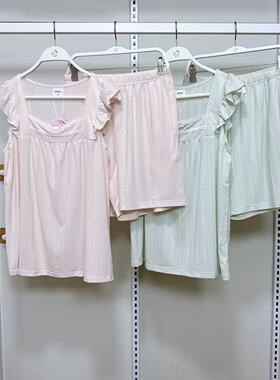 都市丽人睡衣女士夏季软泡芙棉无袖短裤翻领透气家居服套装LHC2A2