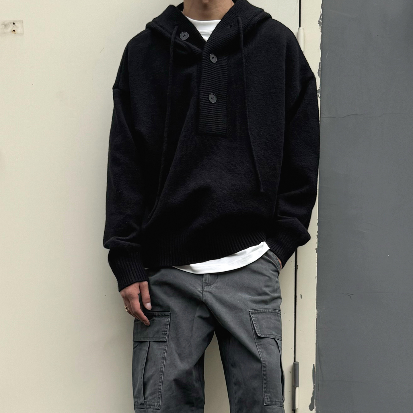 美式松弛慵懒抽绳连帽毛衣