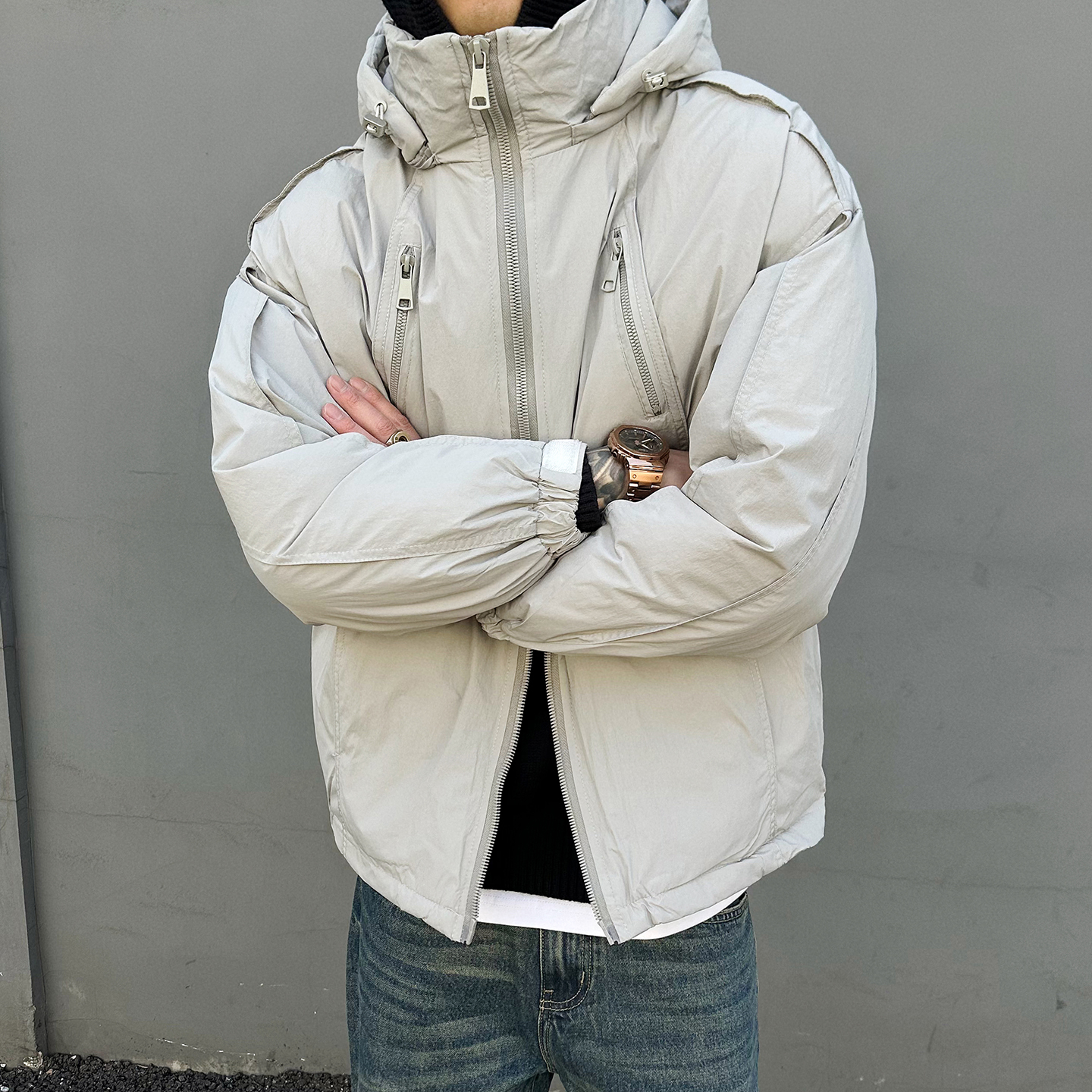 可脱卸连帽棉衣男女加厚保暖外套