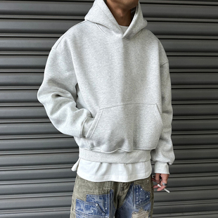 UNAps秋冬500克挺阔cleanfit短款 boxy秋冬情侣卫衣连帽男女潮 帽衫