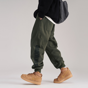 青年收口卫裤 UNAPS冬季 男日系潮流宽松运动裤 裤 加绒加厚束脚工装
