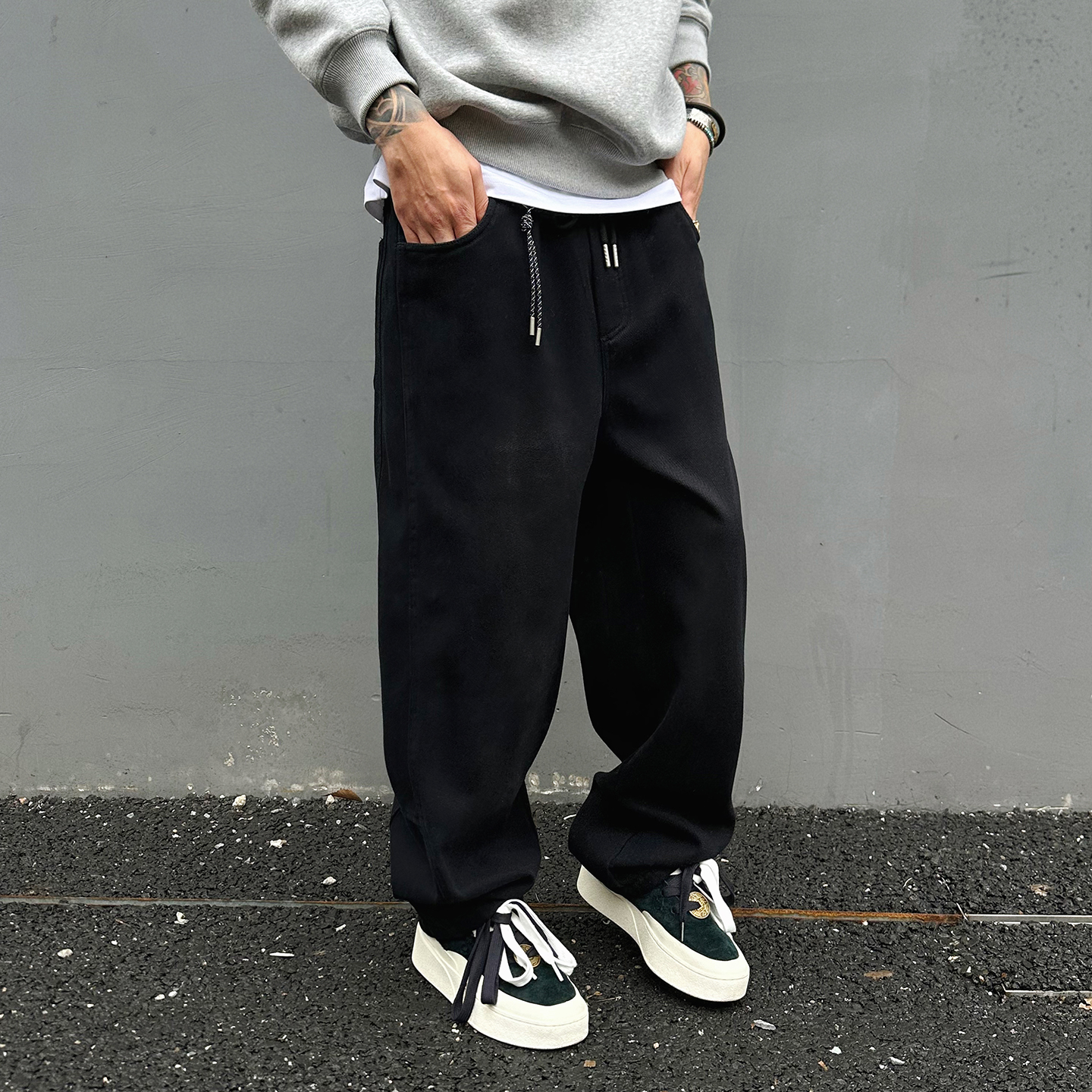 冬季美式痞帅纯棉加绒加厚工装裤