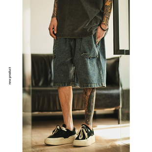 复古宽松休闲五分裤 男潮流美式 子 重磅cleanfit牛仔短裤 UNAPS夏季
