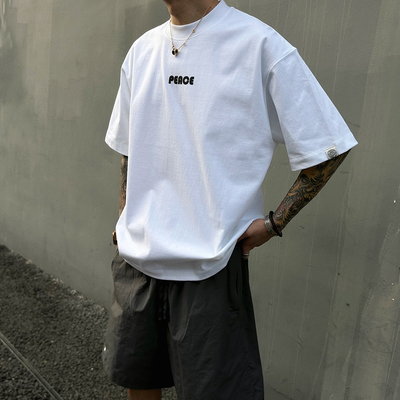 320克双纱纯棉印花短袖T恤宽松潮