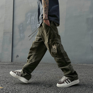 男女直筒裤 UNAps荒野猎人美式 松紧腰休闲裤 裤 子 街头补丁刺绣工装