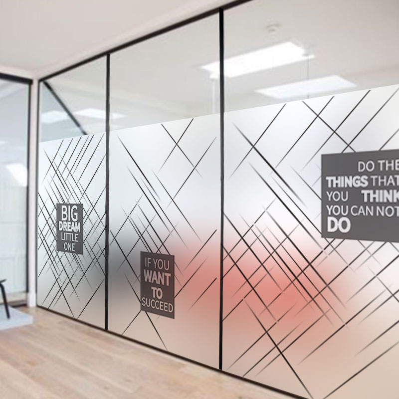 爱贴定制磨砂玻璃防爆贴膜静电膜创意线条办公室贴纸-梦想蓝图