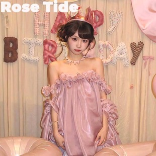Rose Tide买手店正品Huelley rose连衣裙白昼小熊同款抹胸礼服裙