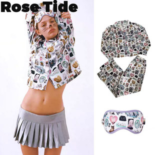 Rose tide买手店Ashely williams x BlueBella猫咪印花睡衣套装