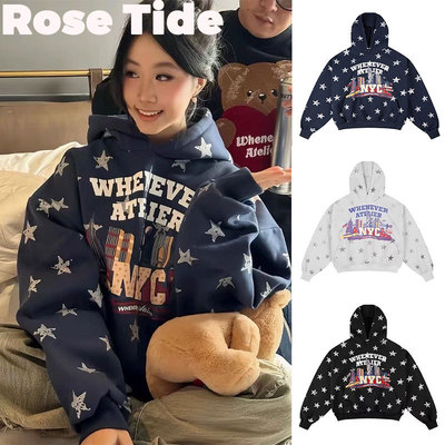 正品现货Whenever星星卫衣连帽衫