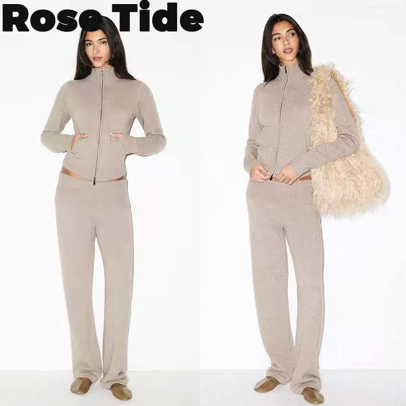 Rose Tide买手店正品折扣Skims针织衫羊绒半高领拉链开衫上衣长裤