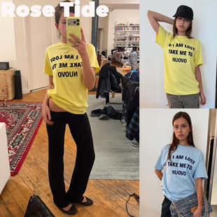 Rose Tide买手店现货折扣正品Nuovo短袖字母植绒印花宽松T恤上衣