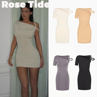 Rose Tide买手店正品现货KHY连衣裙Kylie同款扭结不对称露肩短裙