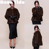 Guizio翻领八分袖 Rose Tide买手店折扣正品 人造皮草斗篷短外套