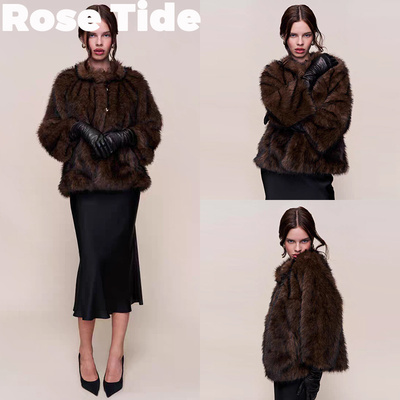 正品折扣Guizio皮草斗篷短外套