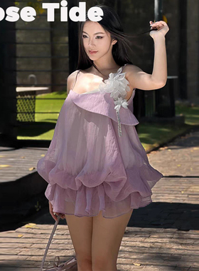 Rose Tide买手店正品Ononmade连衣裙立体花朵吊带花苞裙蛋糕裙