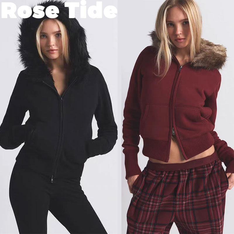 Rose Tide买手店正品折扣Skims外套25圣诞新品毛领连帽加绒卫衣