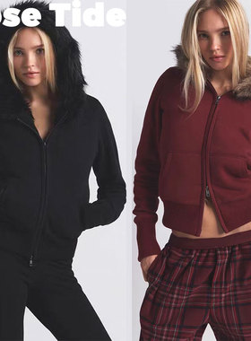 Rose Tide买手店正品折扣Skims外套25圣诞新品毛领连帽加绒卫衣