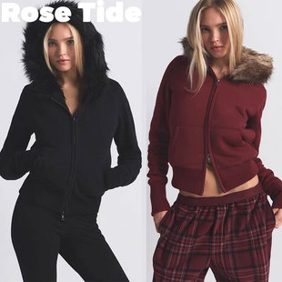 Rose Tide买手店正品折扣Skims外套25圣诞新品毛领连帽加绒卫衣