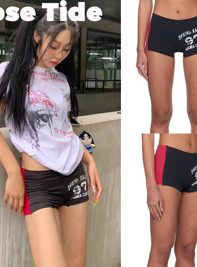 Rose Tide买手店现货正品Greg Ross短裤辣妹拼色做旧胶印休闲裤女