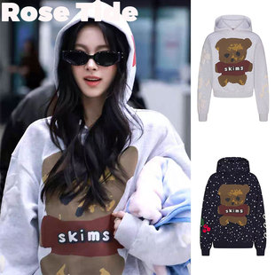 Rose tide买手店正品Skims田中杏奈同款圣诞小熊印花卫衣连帽衫