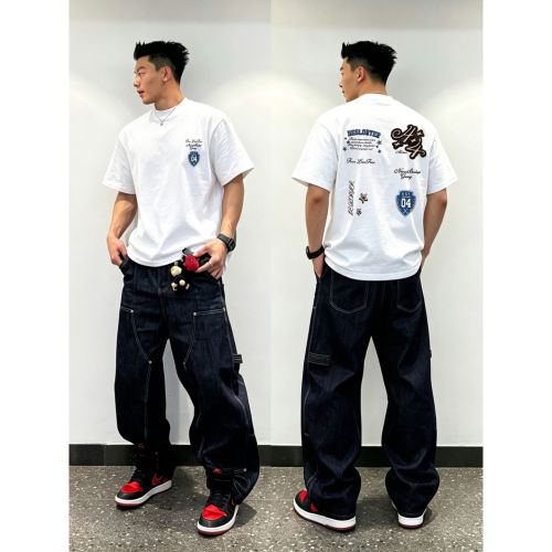 美式街头潮牌hiphop印花短袖t恤男重磅纯棉青年百搭小领口上衣夏