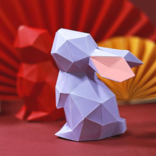 3d立体纸模可爱兔子diy手工礼物