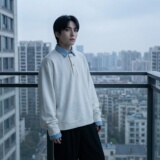 新款现货男装设计感艺术假两件卫衣男内搭上衣CR472-P68，男装卫衣，星座1017-1