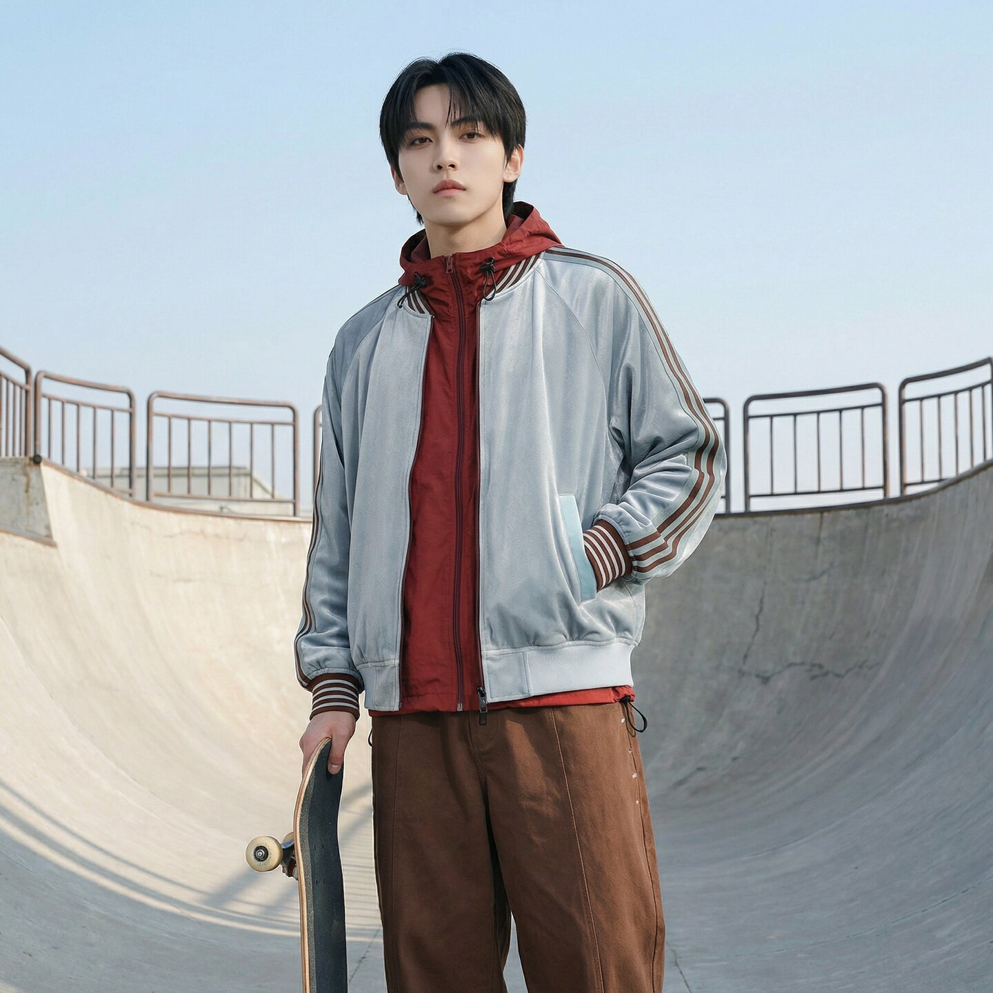 新款现货撞色织带丝绒男春季新款拼接设计美式复夹克JK9931-P98,男装夹克,星座1017-1