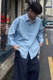 男士长袖衬衫秋季宽松韩版高级感休闲纯色衬上衣AS931-P48，男装衬衫，星座1017-1