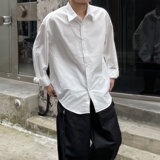 男士长袖衬衫秋季宽松韩版高级感休闲纯色衬上衣AS931-P48，男装衬衫，星座1017-1